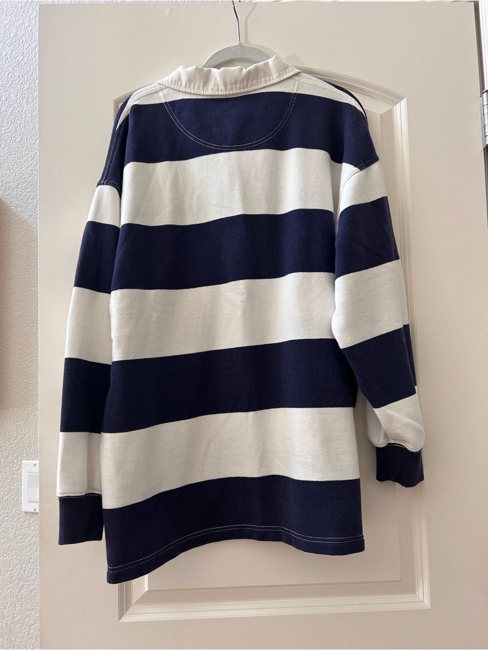 Aerie Navy & Blue Striped Oversized Nautical Preppy Rugby Pullover. Beachy. SZM - Picture 4 of 9